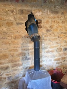 twin wall system passing through stone